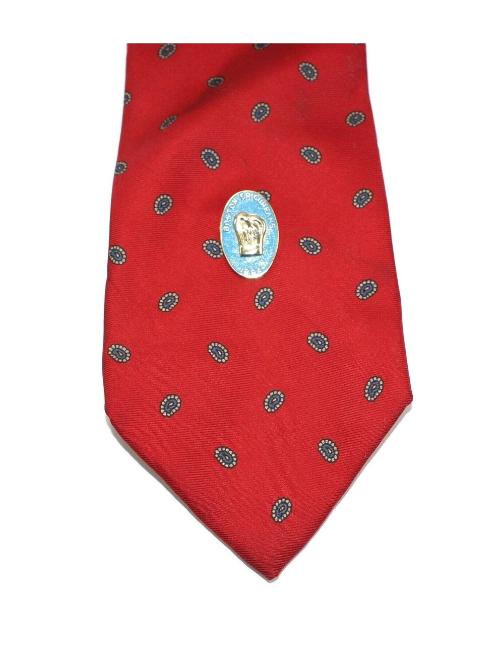 Vintage Gold Tone & Blue Chefs Hat Boston Epicureans 1894 Tie Tack with Chain.